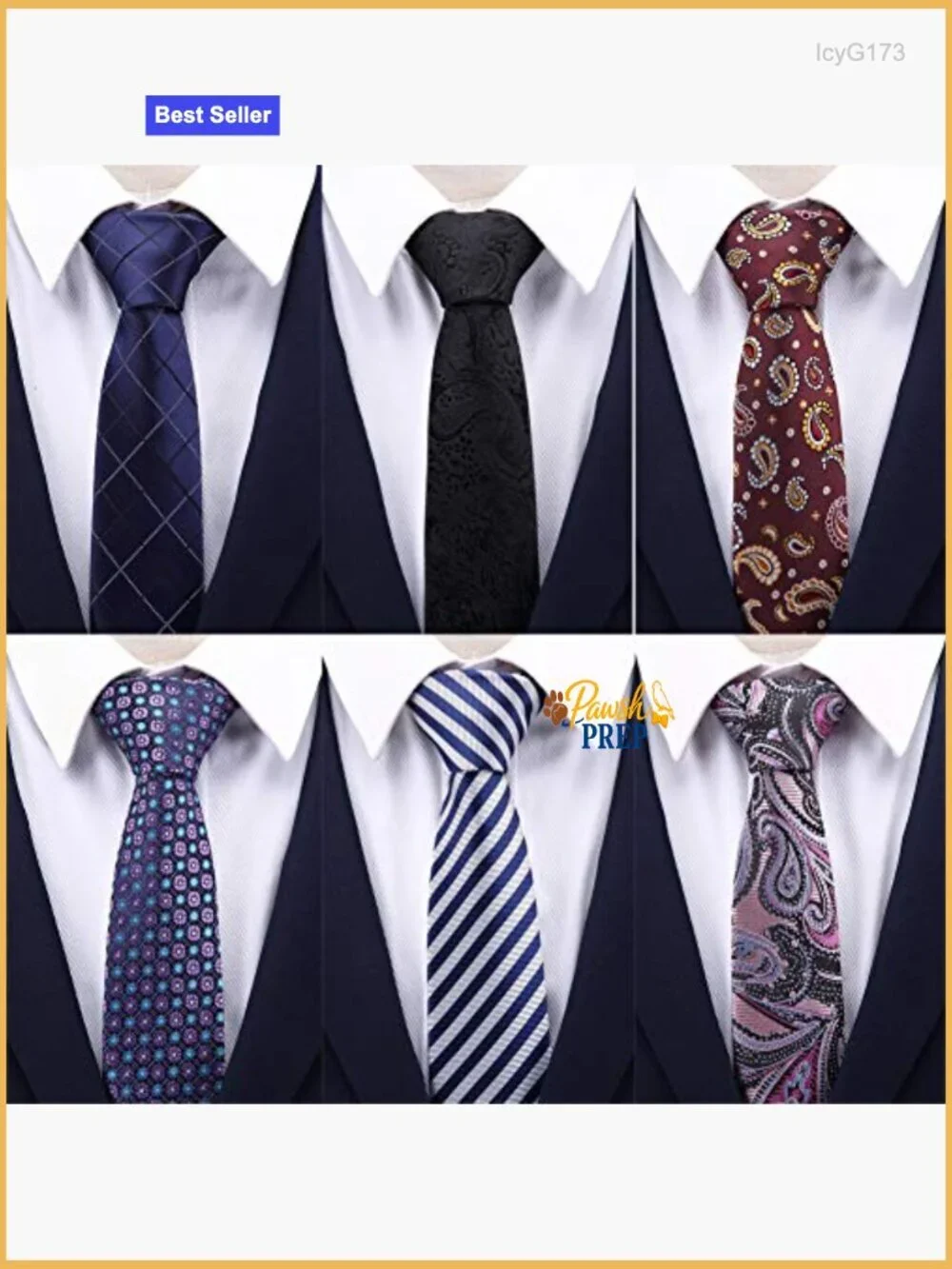 Skinny Neckties for Men, 2.35'' Wide Slim Ties, Pack of 6, Polyester